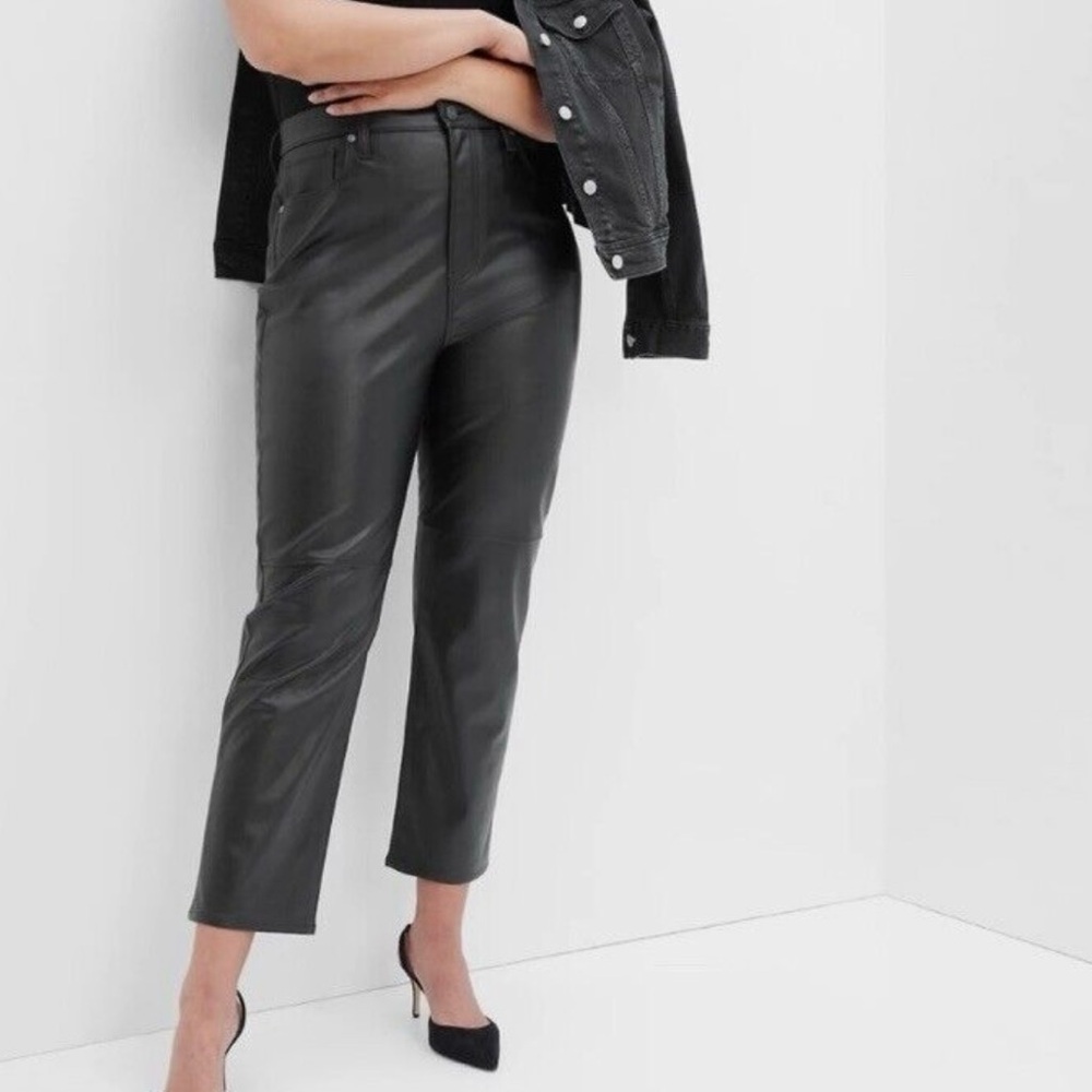 GAP Sky High Rise Vegan Leather Cheeky Straight Pants